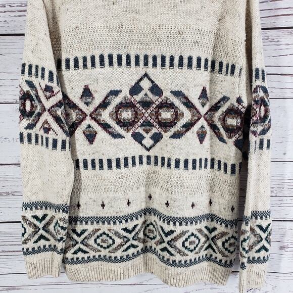 ST. Michael Marks & Spencer Brown Knit Wool Blend Aztec Sweater Size Medium - Picture 13 of 16
